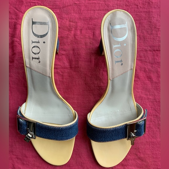 Dior Denim Key Lock Heeled Mules from John Galliano Era. SIZE 36 Multi-Colour - Picture 5 of 7